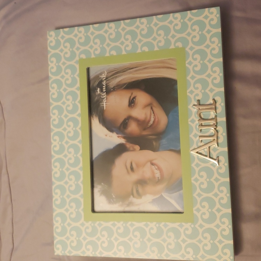 Hallmark Y2K Aunt 4X6 glass pictures frame Green Blue